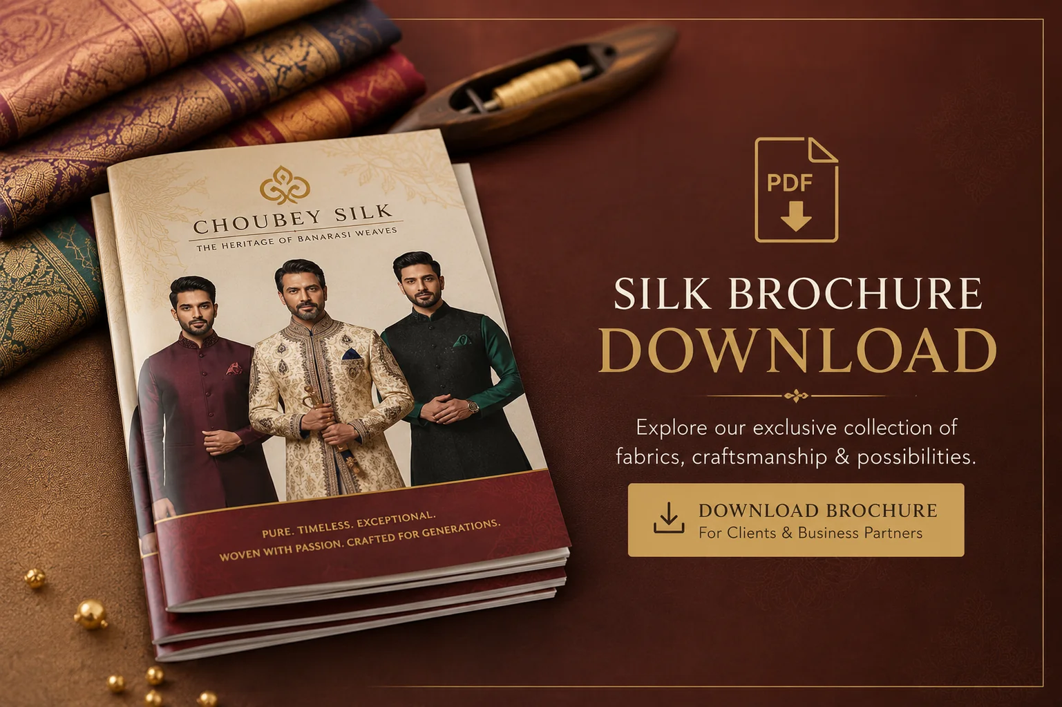 Download the Choubey Silk Banarasi fabric product brochure