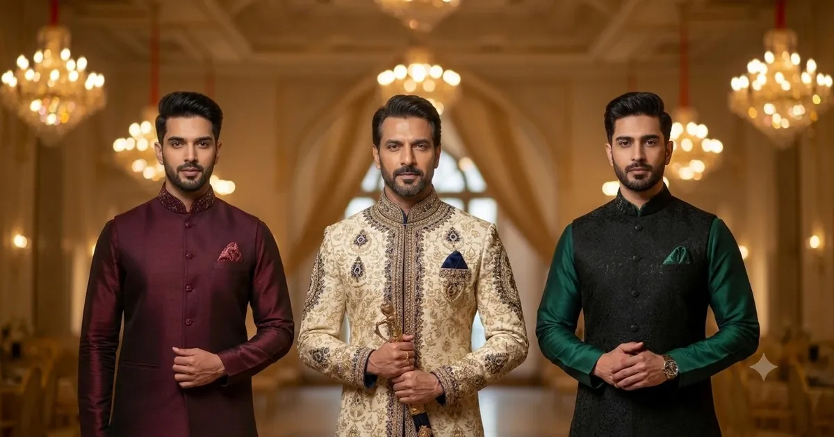 Piyush Silk Varanasi showroom, premium Banarasi silk retail store, Pride Of Varanasi, men's ethnic wear fabrics