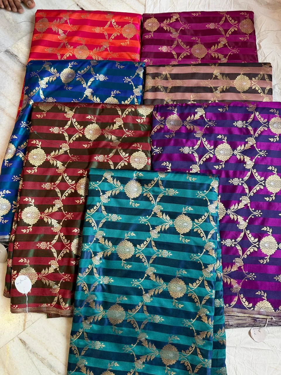 KashiFab Satin Stripe Zari fabric design 1